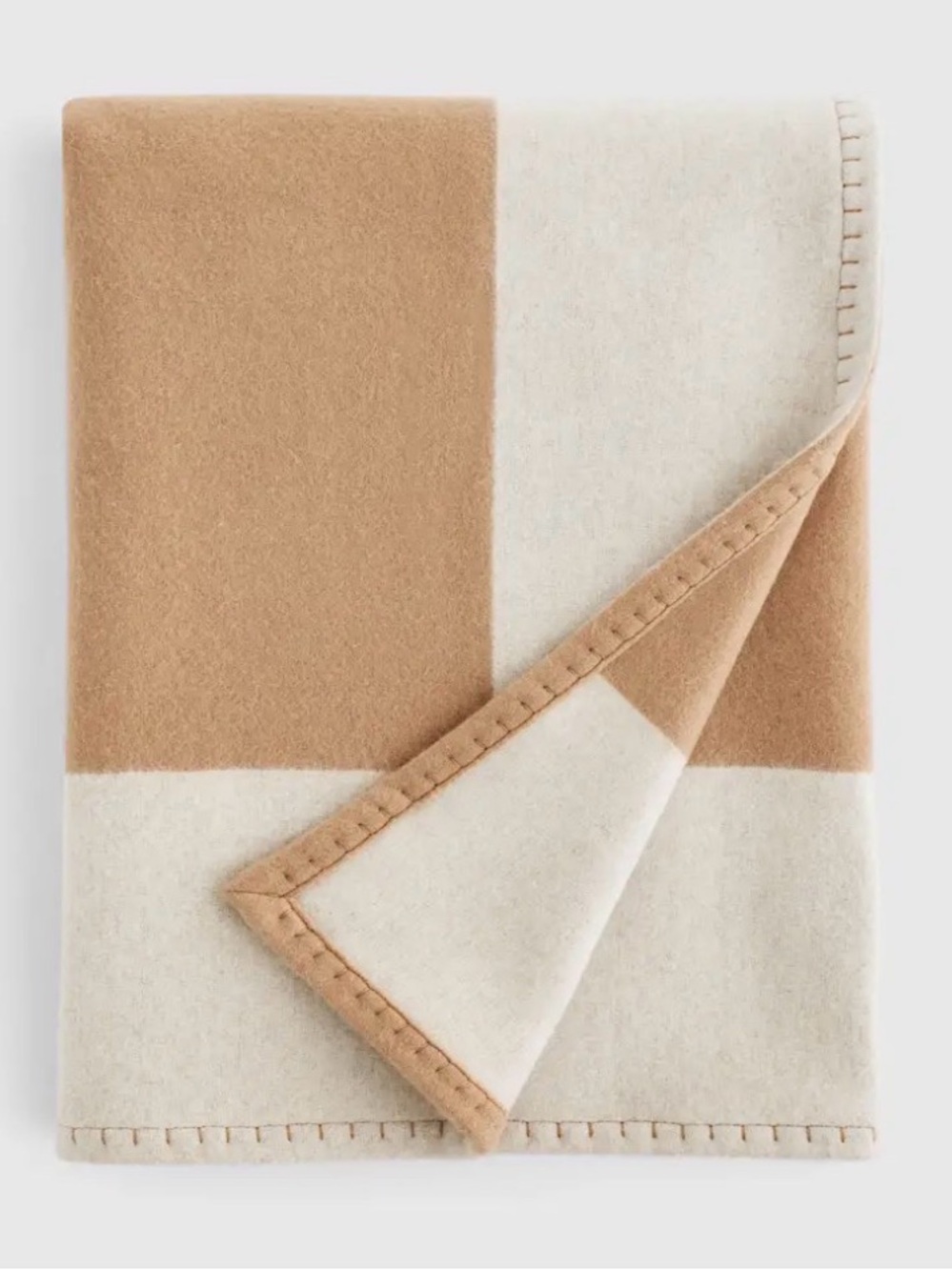 ❤️ NEW Quince Merino Wool & Cashmere Luxury Throw Blanket Cream White Tan Camel
